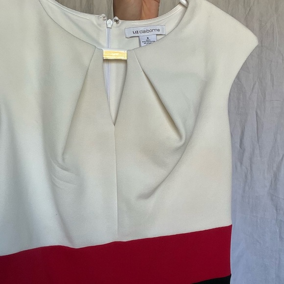 Liz Claiborne Cream Red Sheath Midi Dress - Picture 3 of 5